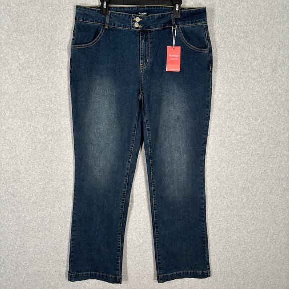 Flamingo Jeans Womens 3XL XXXL Straight High Rise Stretch Classic Dark Wash Bare - Picture 1 of 12